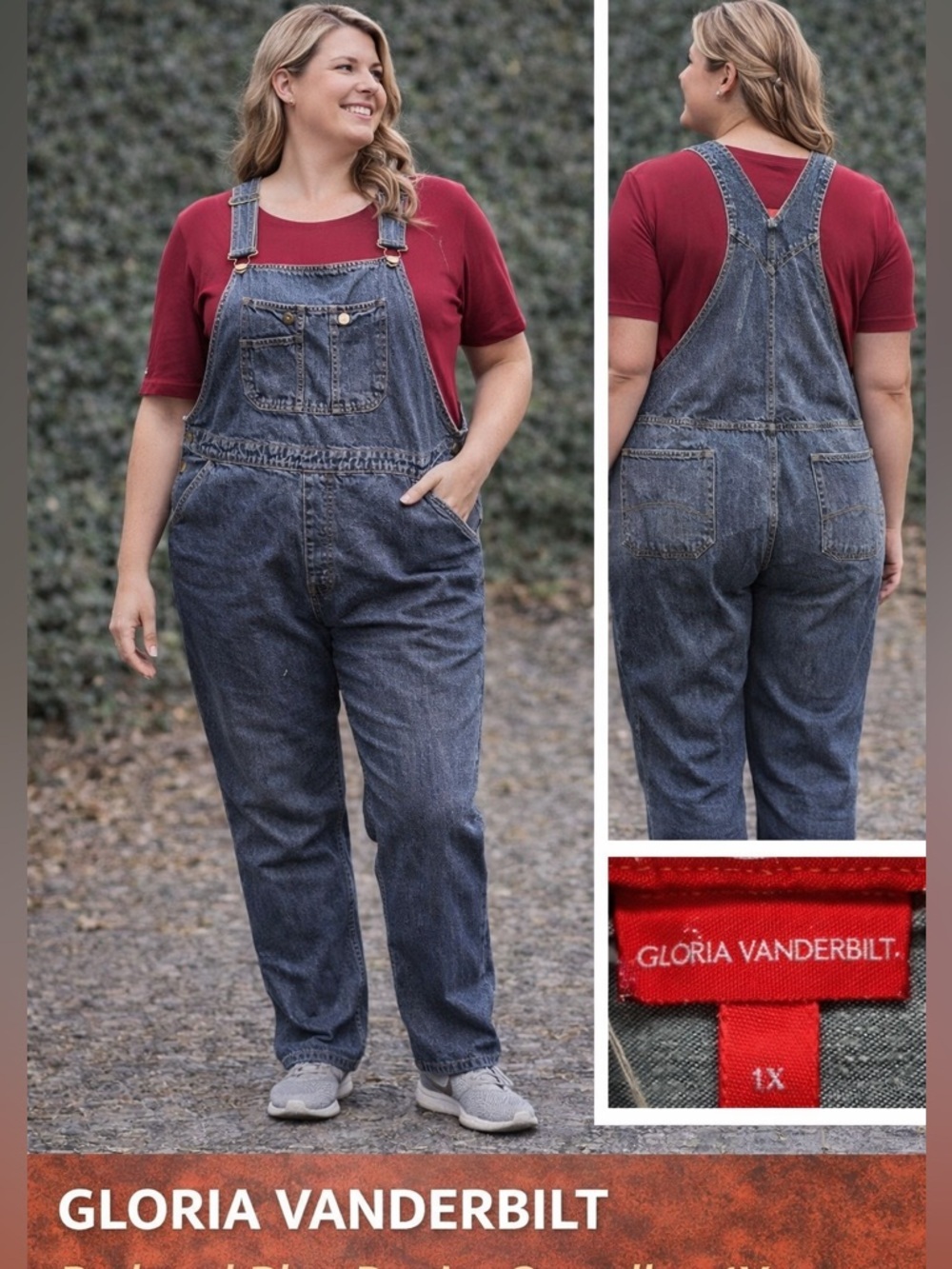 Gloria Vanderbilt Blue Denim overalls 1X